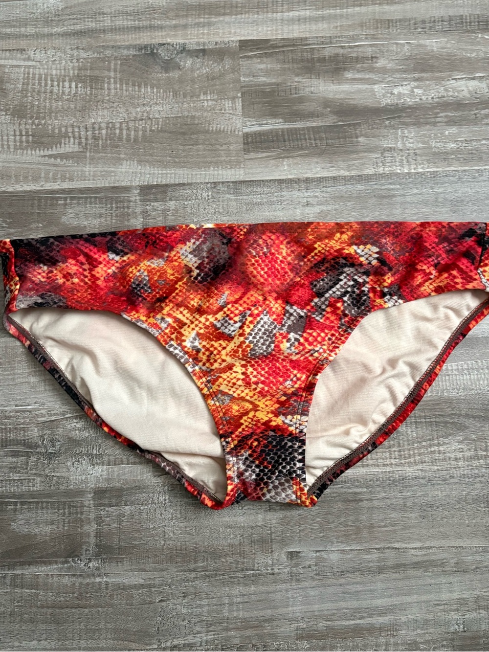 Sofia Vergara Red Orange Snake-Print Bikini Bottoms Size Large